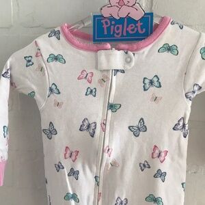 NWOT Carters Girl’s pajamas Onzie Butterfly print White Pink Size 12M
